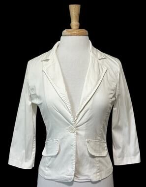 Spring Street Vintage 90s Y2K White Blazer Jacket Shrug Clean Girl size S/M